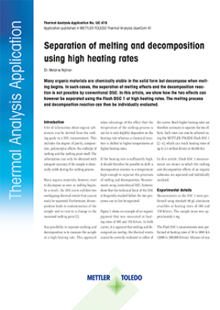 Separation of Melting and Decomposition using High Heating Rates - Thermal Analysis Application