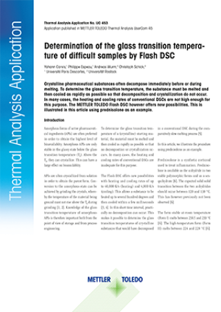 Determination of the Glass Transition Temperature of Difficult Samples by Flash DSC - Thermal Analysis Application