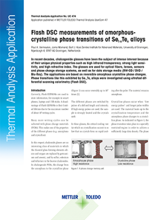 Flash DSC Measurements of Amorphous Crystalline Phase Transitions of Se1-xTex Alloys - Thermal Analysis Application