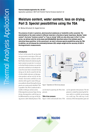 Thermal Analysis Application - Moisture content, water content, loss on drying, Part 2: Special possibilities using the TGA