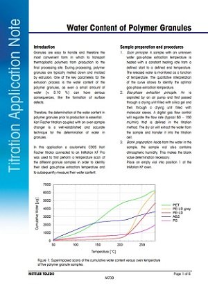 Titration Application Note zur Bestimmung des Wassergehalts in Polymerkügelchen