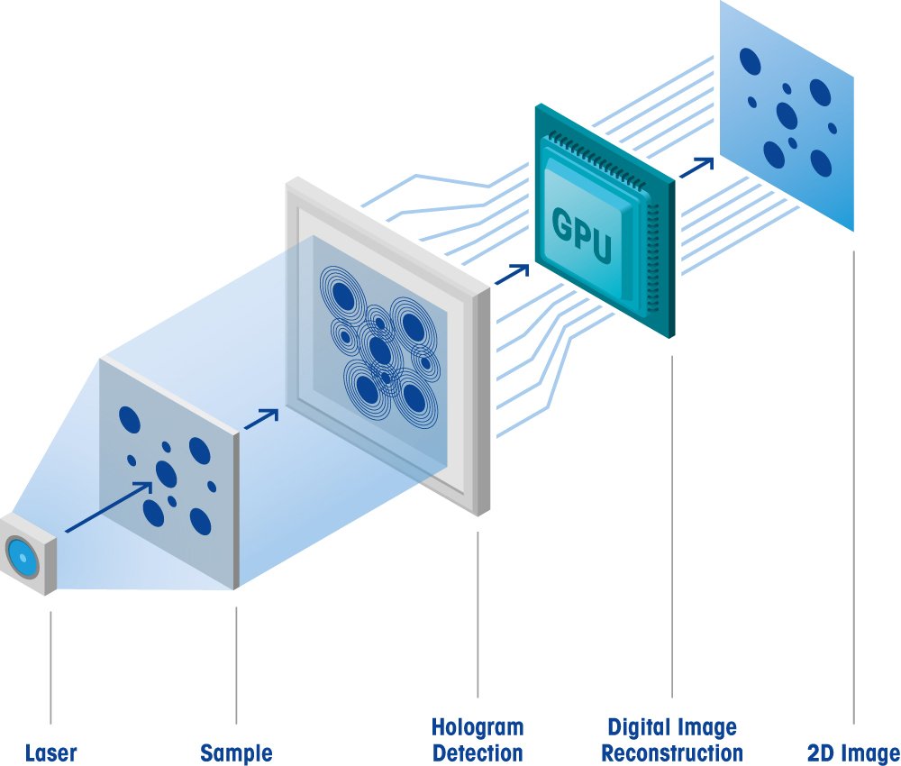 Figure 1. Schematical representation of the setup of digital holographic microscopy.