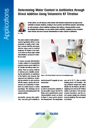 Water Content in Antibiotics through Direct Addition Using Volumetric KF Titration