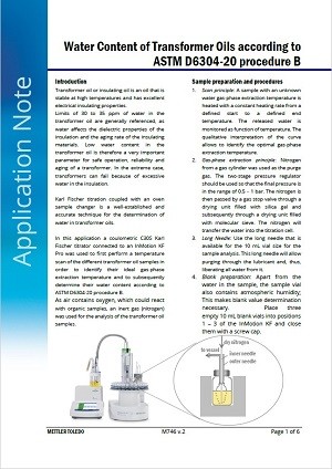 Water Content Determination of Insulating Oil