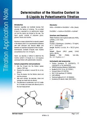 Nicotine Content in E-Liquids by Potentiometric Titration