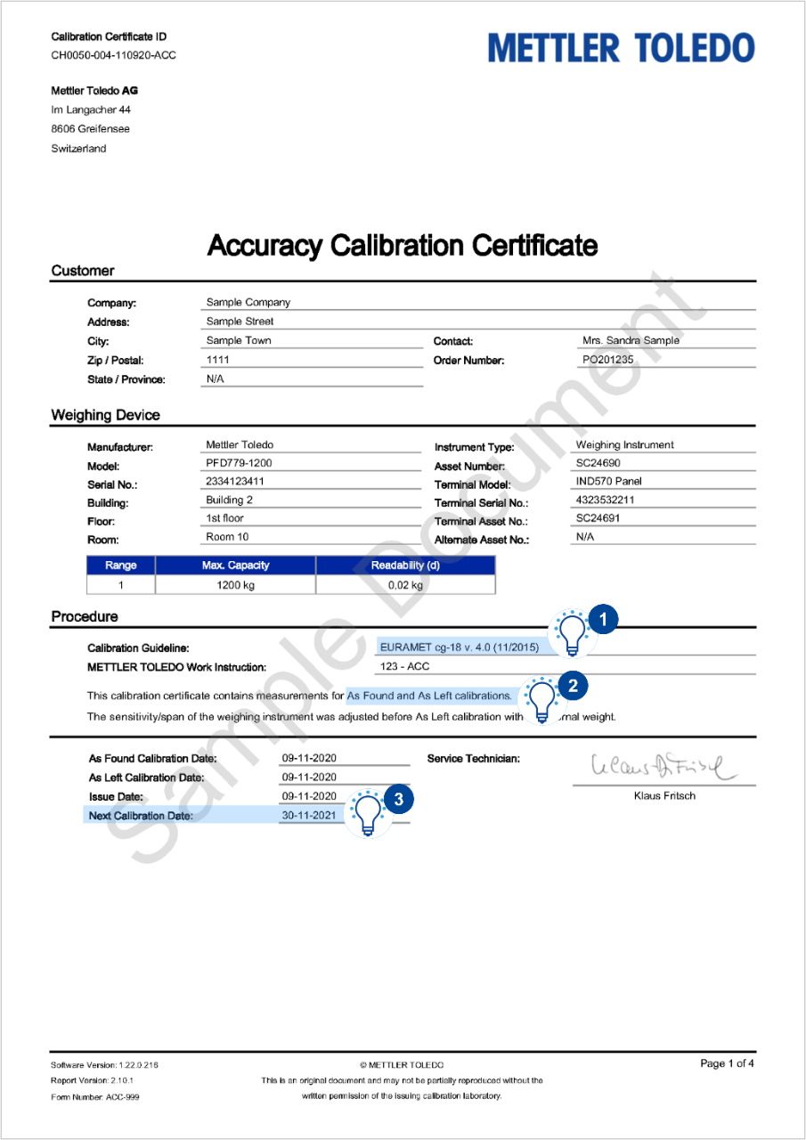 Explicacin del certificado de calibracin ACC