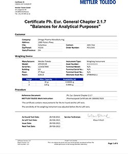 Certificate Ph. Eur. General Chapter 2.1.7