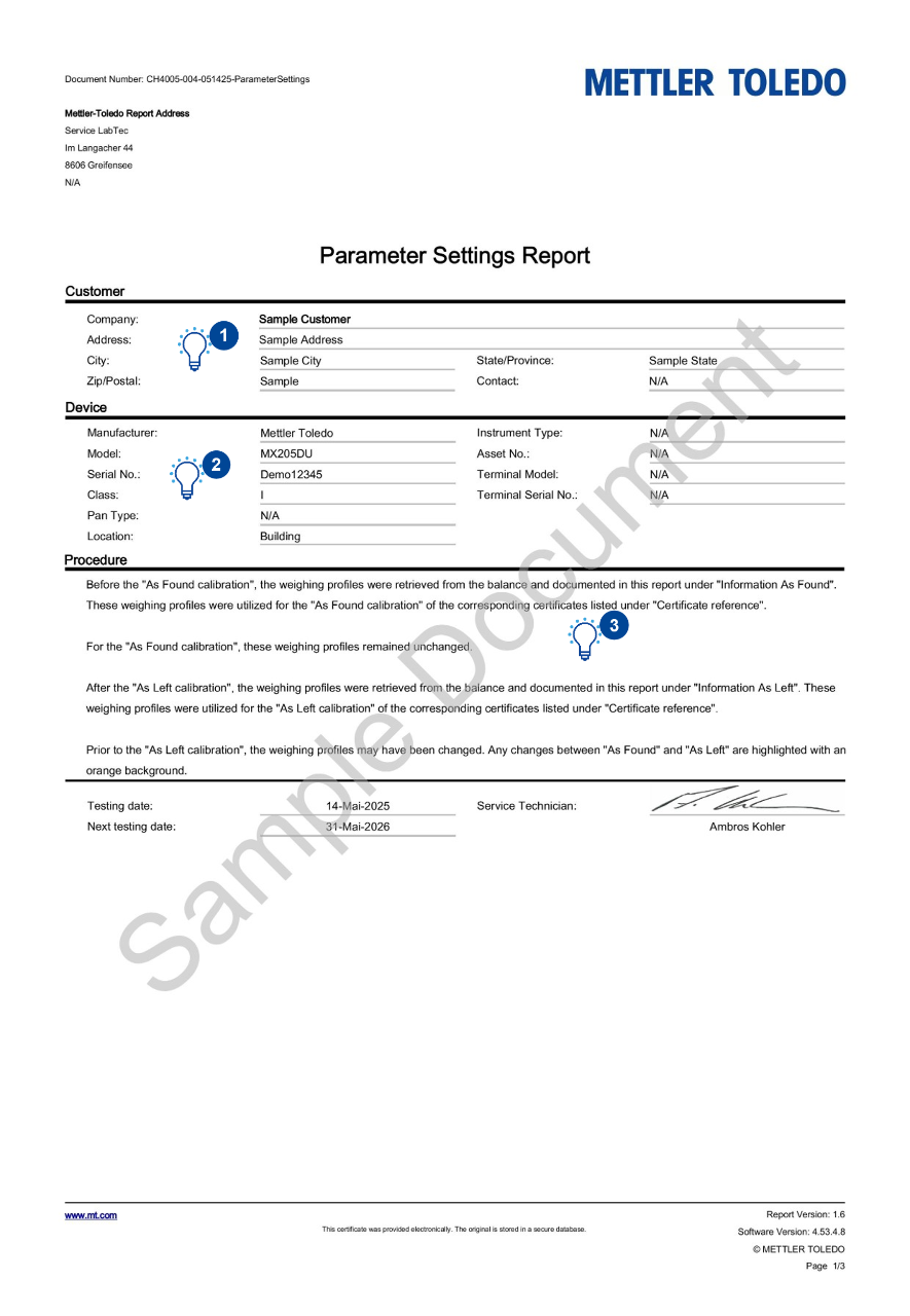 ACC Calibration Certificate Explanation