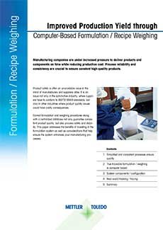 Improved Production Yield through Computer Based Formulation Weighing