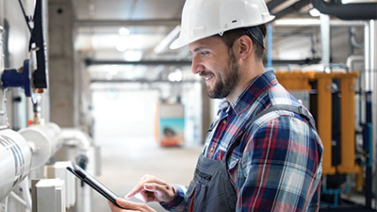 man smiling at work