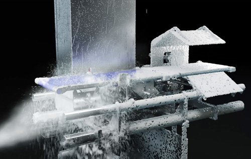 IP69-Kontrollwaage wird mit Hochdruckstrahl gewaschen